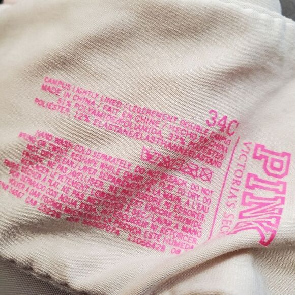 Pink Victoria's Secret Campus Lightly Lined Cream Bra (34C) - Picture 6 of 6